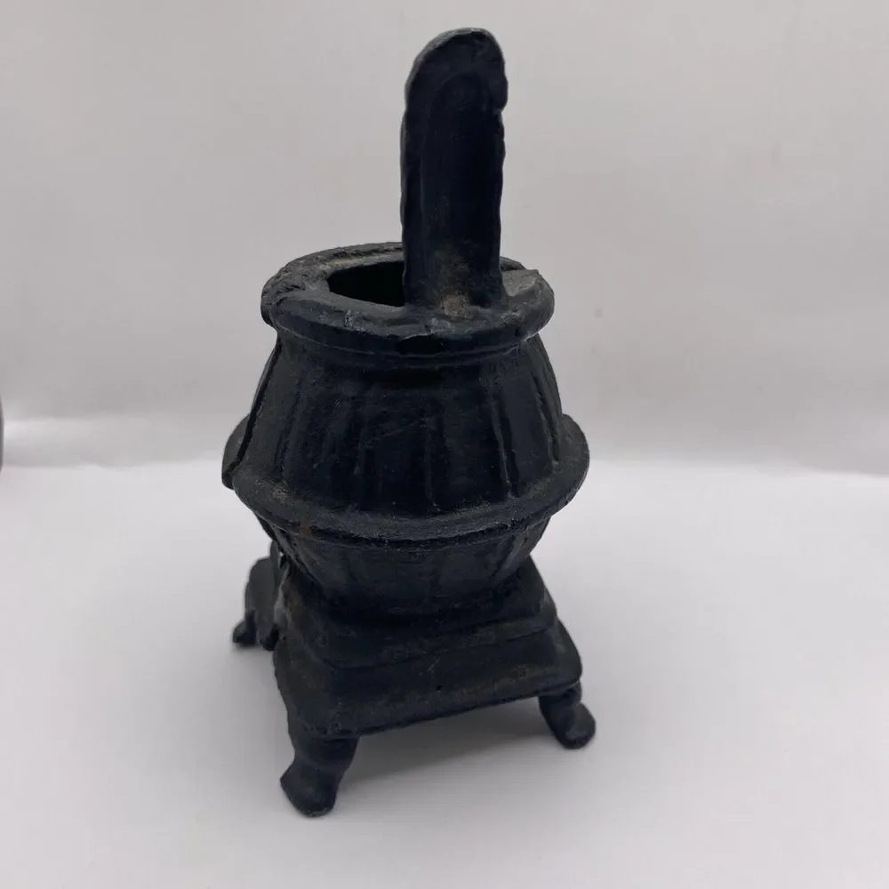 Vintage Cast Iron Pot Belly Wood Stove Miniature Salesman Sample Toy 5